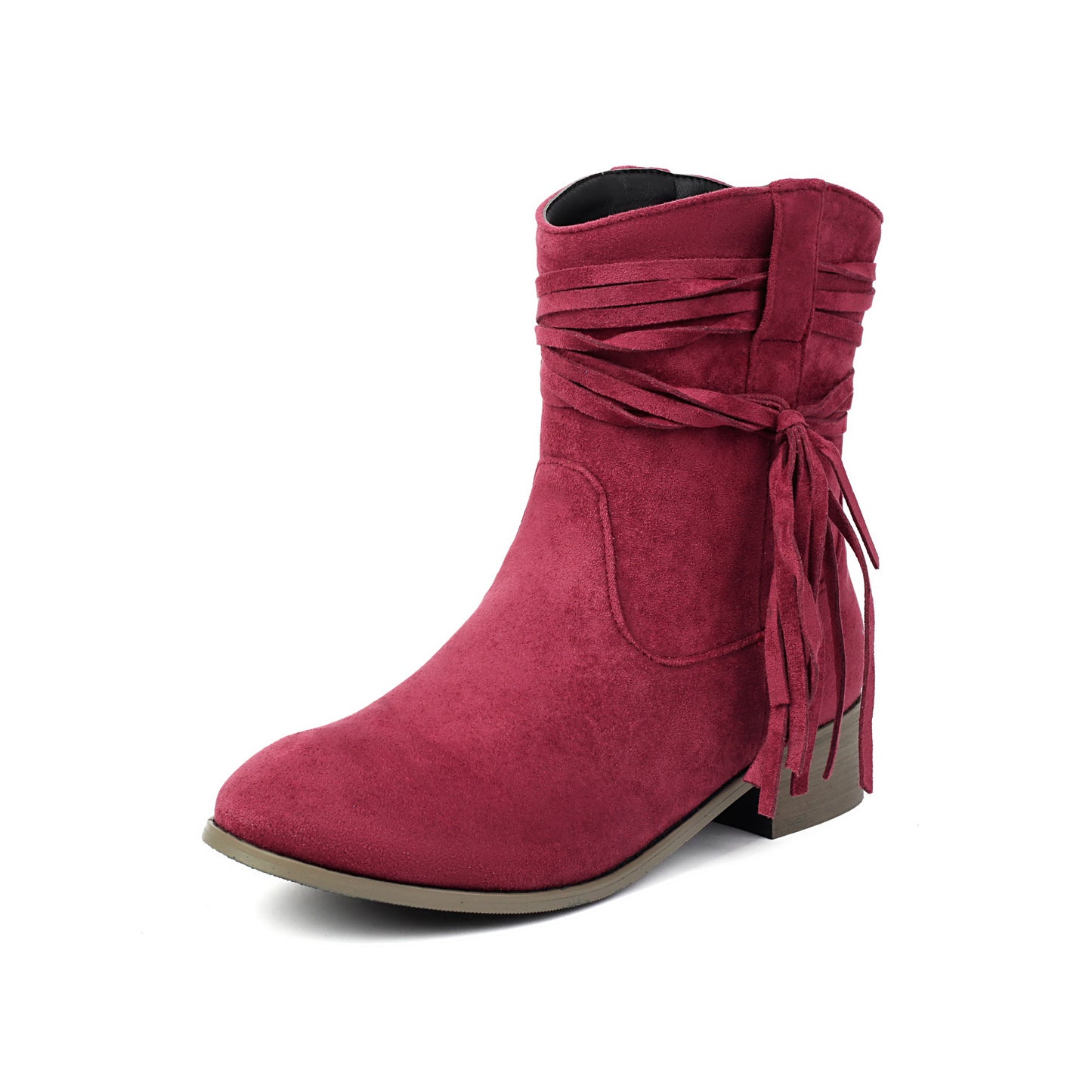 Short Boots Round Toe Foreign Trade Suede Tassel Women's Shoes