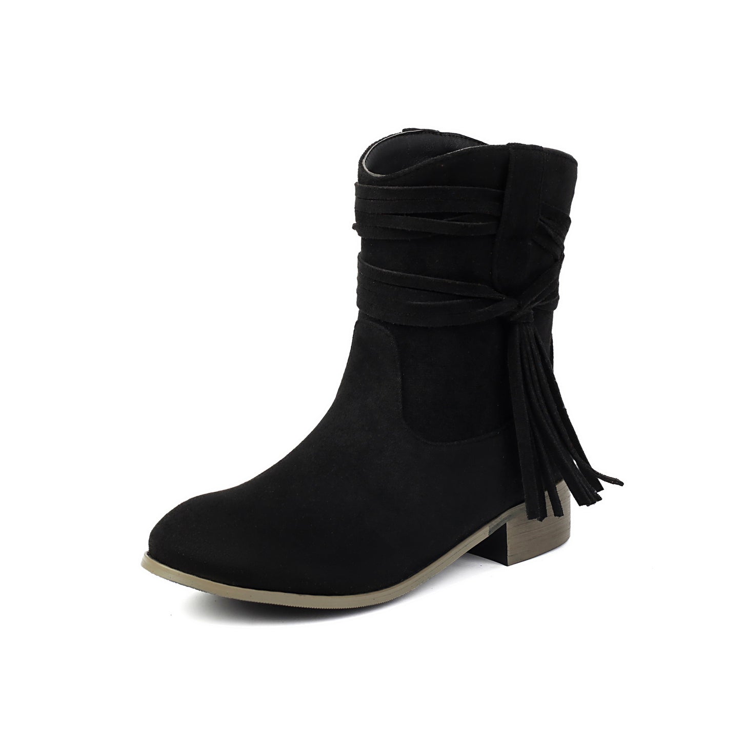Short Boots Round Toe Foreign Trade Suede Tassel Women's Shoes