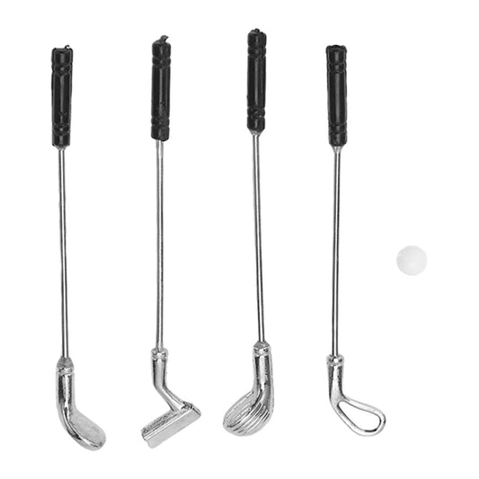 5Pcs Dollhouse Golfing Club 1:12 Plastic Alloy Durable Exquisite Mini Size Mini Golfing Clubs for 1:12 Dollhouse DIY