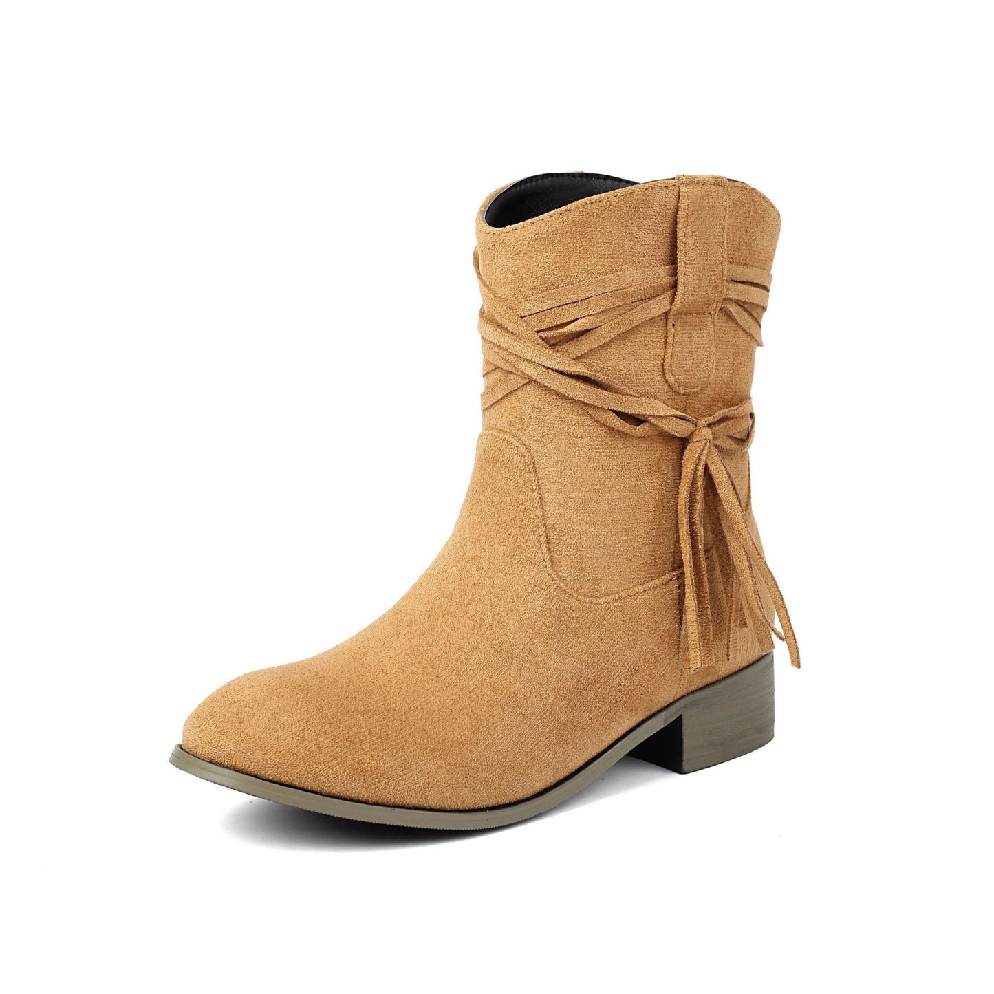 Short Boots Round Toe Foreign Trade Suede Tassel Women's Shoes