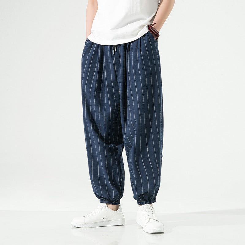 Chinese Style Ankle Banded Pants Japanese Style Large Size Cotton Linen Harem Pants