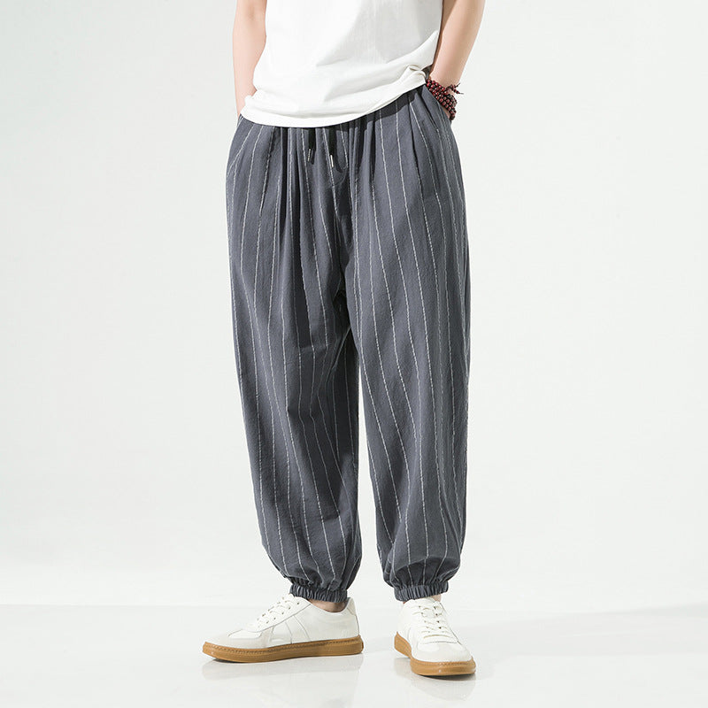 Chinese Style Ankle Banded Pants Japanese Style Large Size Cotton Linen Harem Pants