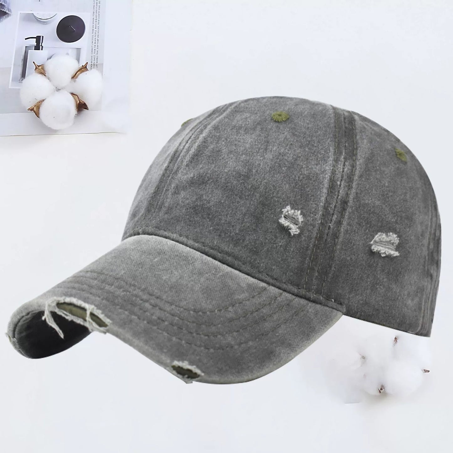 Outdoor Embroidered Printed Washed Hole Baseball Cap