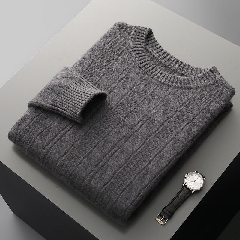 Round Neck Cashmere Sweater Men's Long Sleeve Pullover Classic