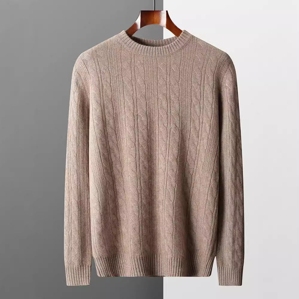 Round Neck Cashmere Sweater Men's Long Sleeve Pullover Classic