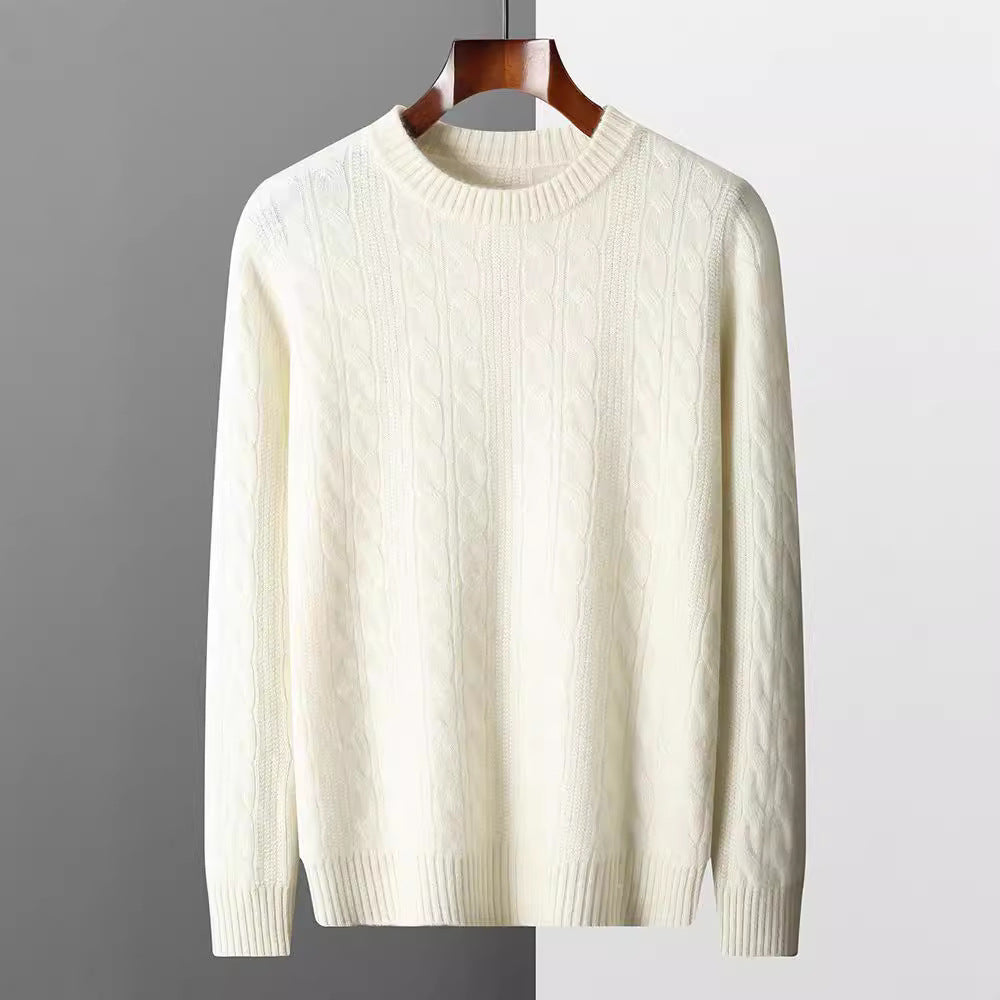 Round Neck Cashmere Sweater Men's Long Sleeve Pullover Classic