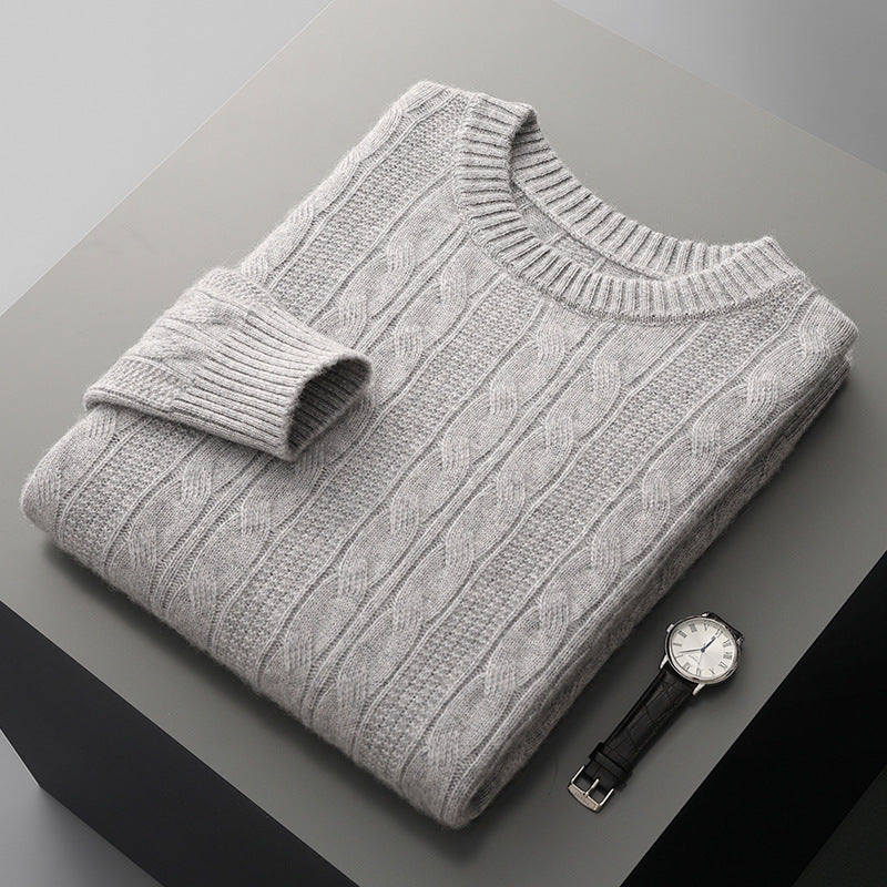 Round Neck Cashmere Sweater Men's Long Sleeve Pullover Classic