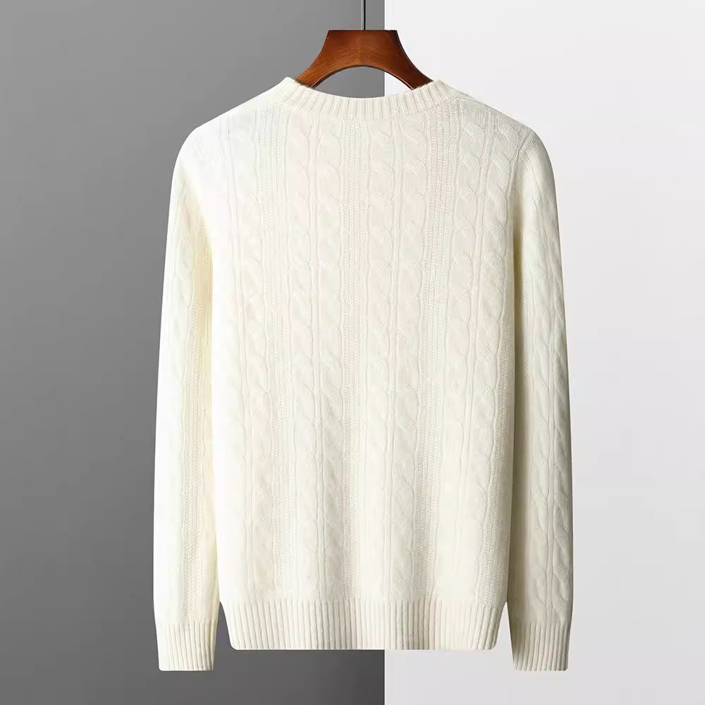 Round Neck Cashmere Sweater Men's Long Sleeve Pullover Classic