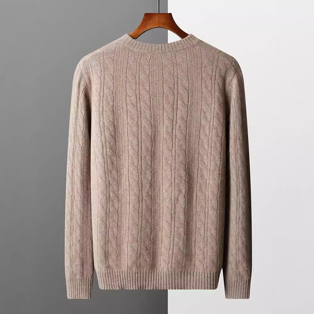 Round Neck Cashmere Sweater Men's Long Sleeve Pullover Classic