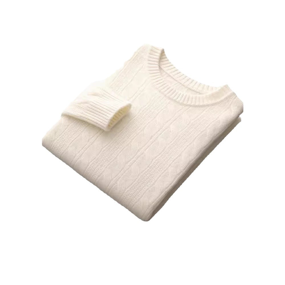 Round Neck Cashmere Sweater Men's Long Sleeve Pullover Classic