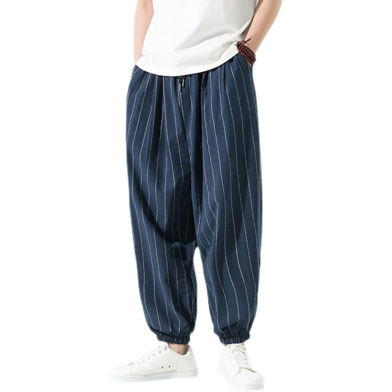 Chinese Style Ankle Banded Pants Japanese Style Large Size Cotton Linen Harem Pants