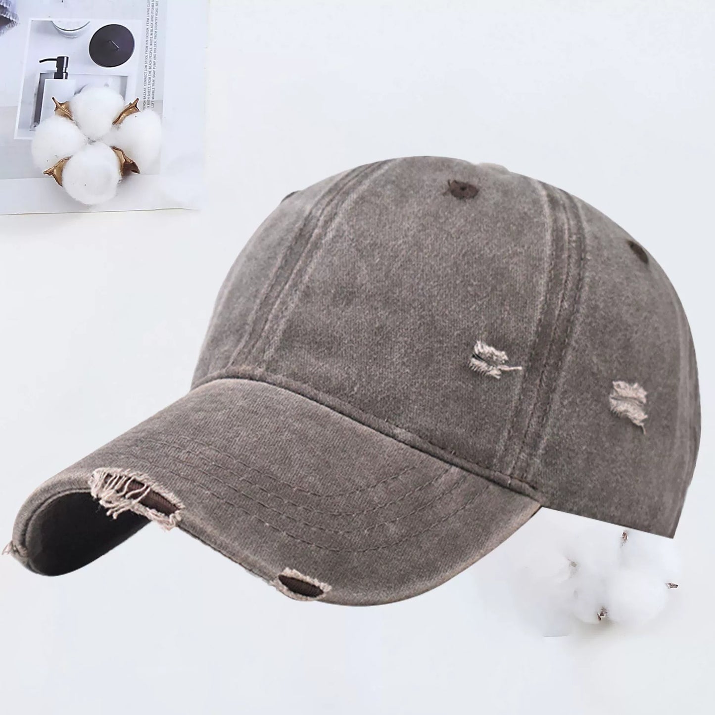 Outdoor Embroidered Printed Washed Hole Baseball Cap
