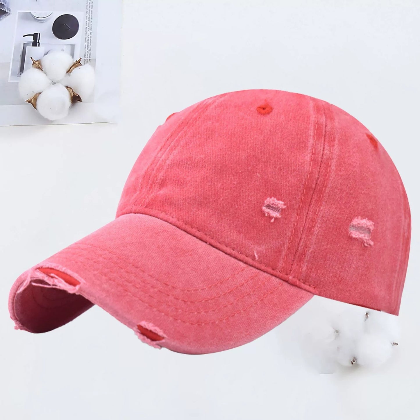 Outdoor Embroidered Printed Washed Hole Baseball Cap